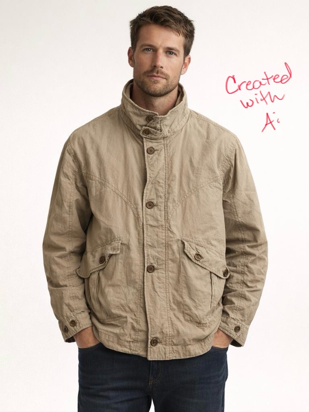 Paco Rabanne Paris Cotton Bomber Style Lightweight Jacket Khaki, M